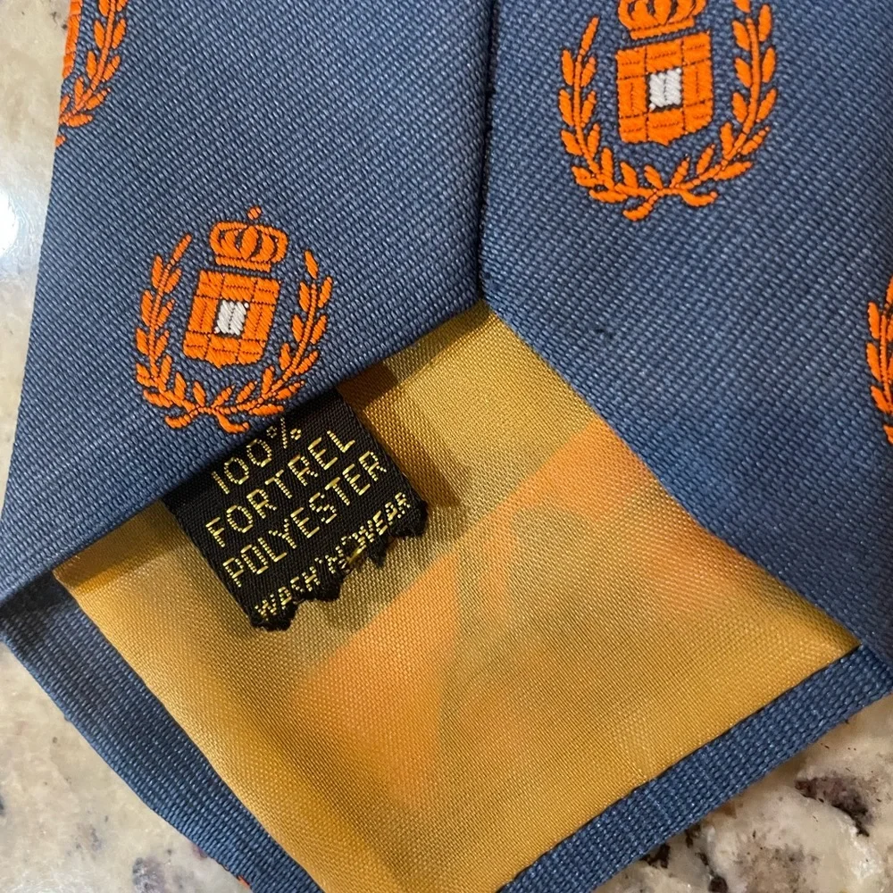 Vintage 60s Stylish Blue and Orange Patterned Tie